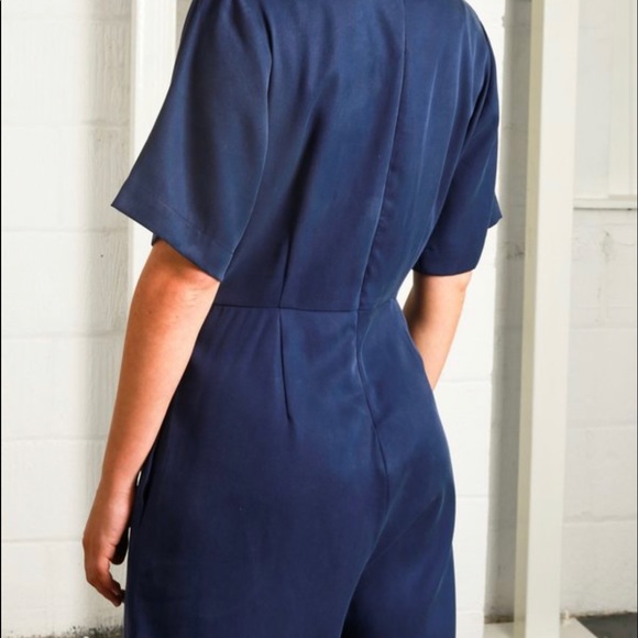 Native Youth Navy twist front wide leg jumpsuit - Picture 4 of 5